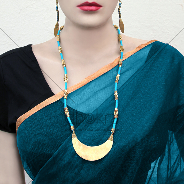 Dhokra Moonstone Avanti Set | Dhokra tribal jewelry | Dhokra